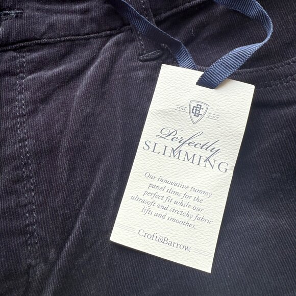 Croft & Barrow Womens 14L Straight Leg Corduroy Pants Navy Stretch Mid-Rise NWT - Picture 5 of 6
